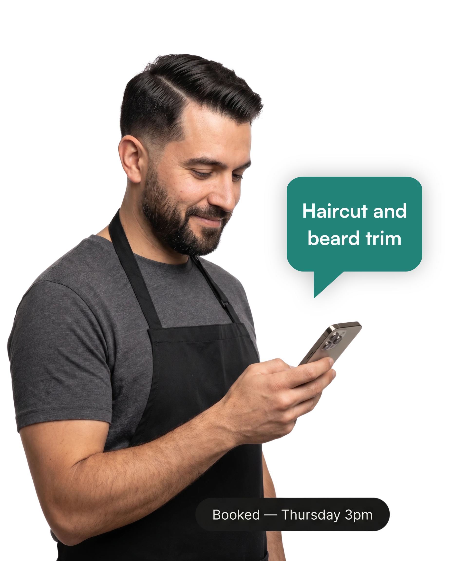 Barber receiving booking confirmation