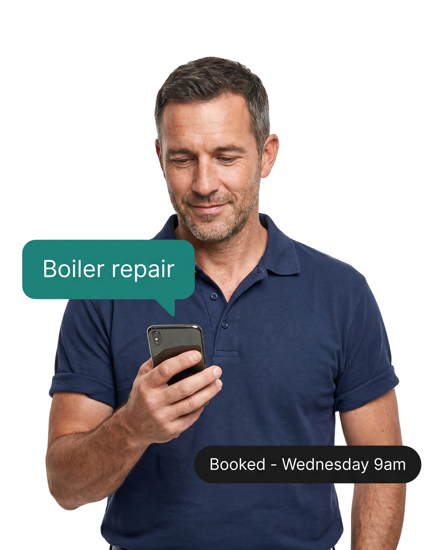 Plumber receiving booking confirmation